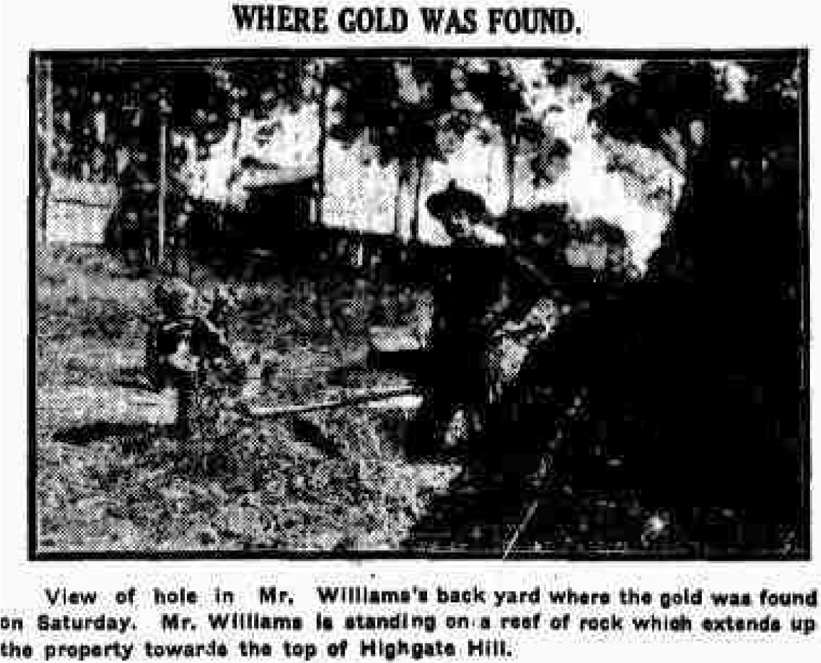 Gold found Highgate Hill 1925