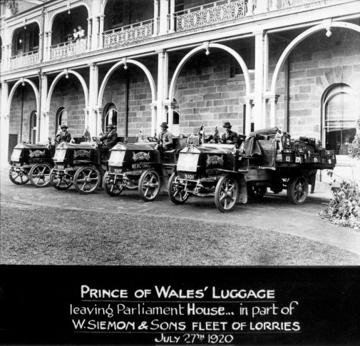 Prince of Wales luggage leaving Parliament House Brisbane July 1920