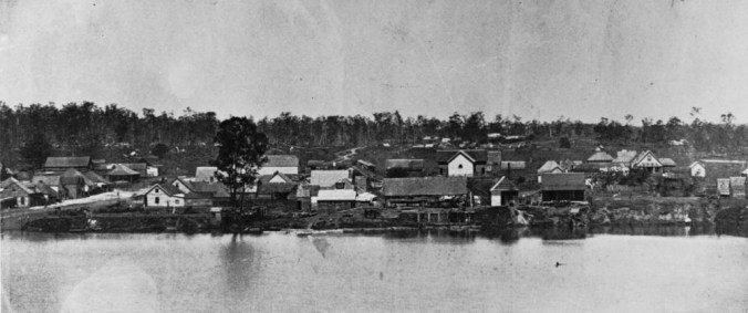 Stretch of the Brisbane River from Hockings Wharf towards South Brisbane ca 1868