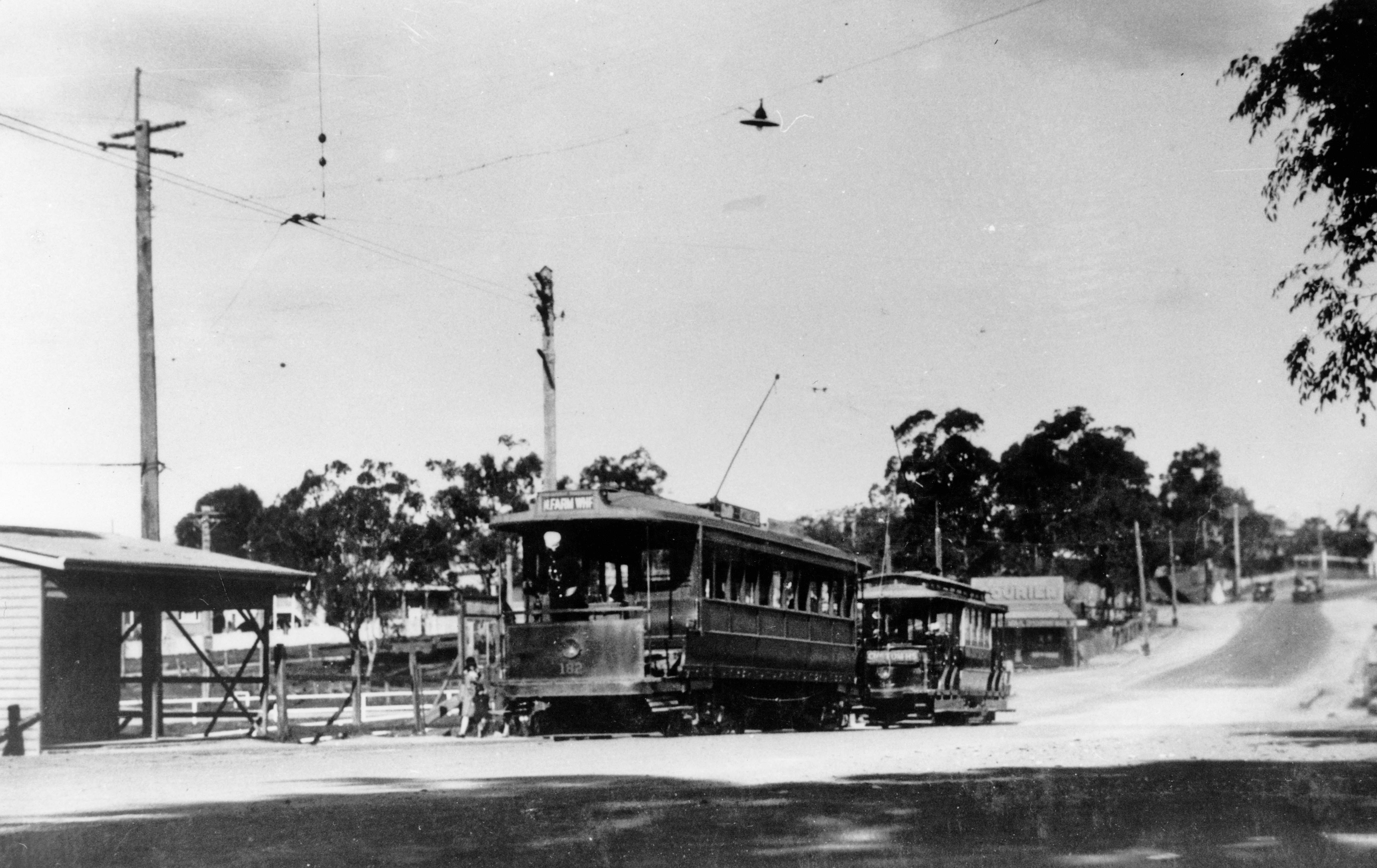 Tram terminus at Dutton Park Brisbane circa 1929