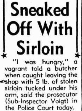 Sirloin theif Highgate Hill 1950