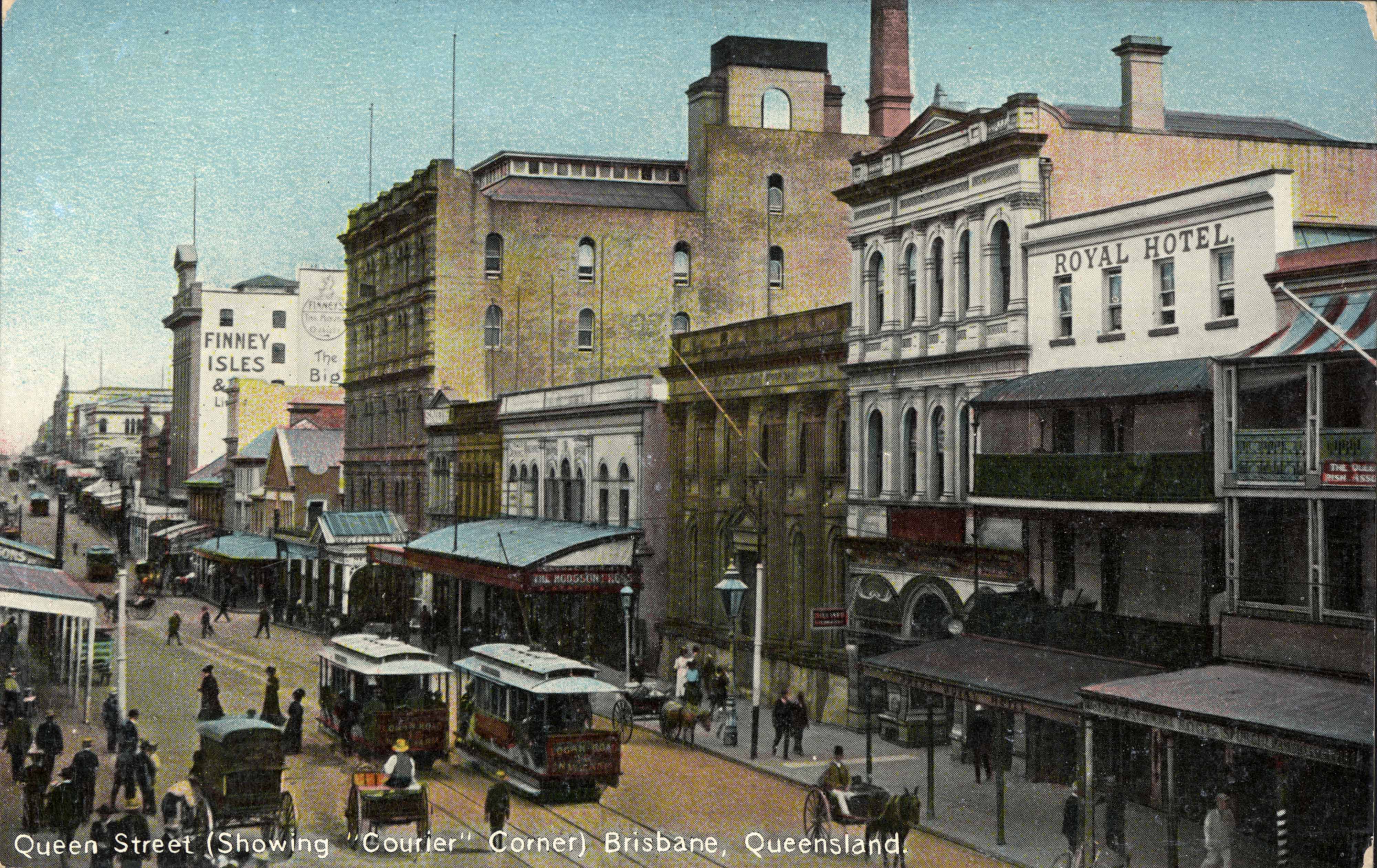 Queen Street Brisbane showing the Courier Corner ca 1910