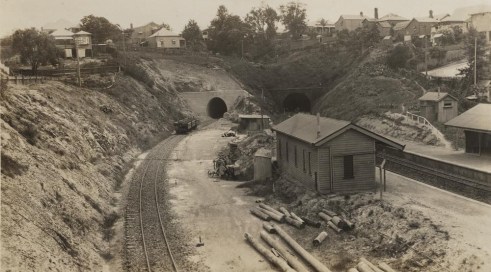 Gloucester Street Station at Highgate Hill in Brisbane Queensland ca[1]. 1930