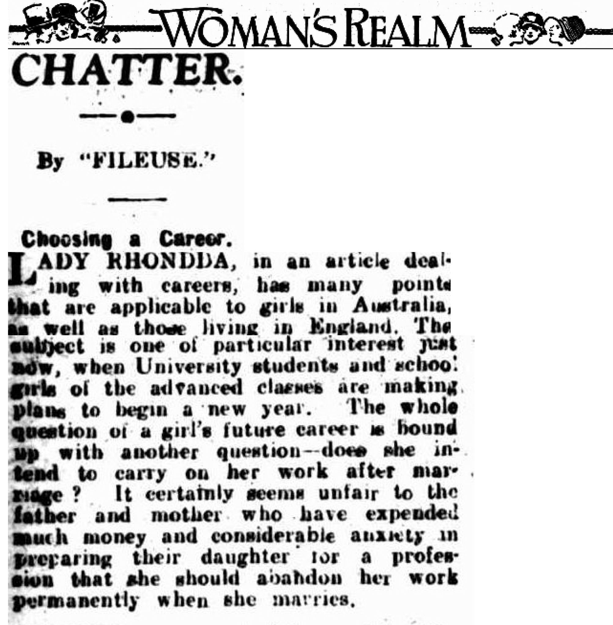 Stella bruce Nicol articlwe Quenslander Fileuse