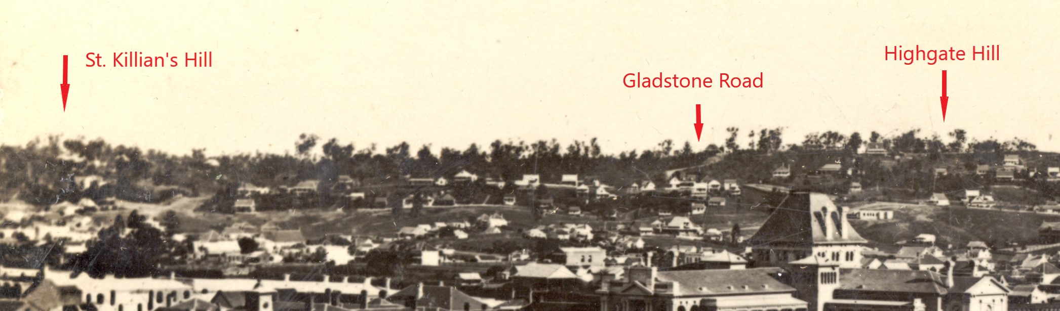 view of south brisbane 1876 battle labelled