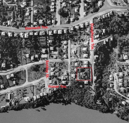 aerial photo dauphin terrace 1936 annotated