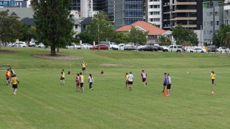 friends palying soccor musgrave park