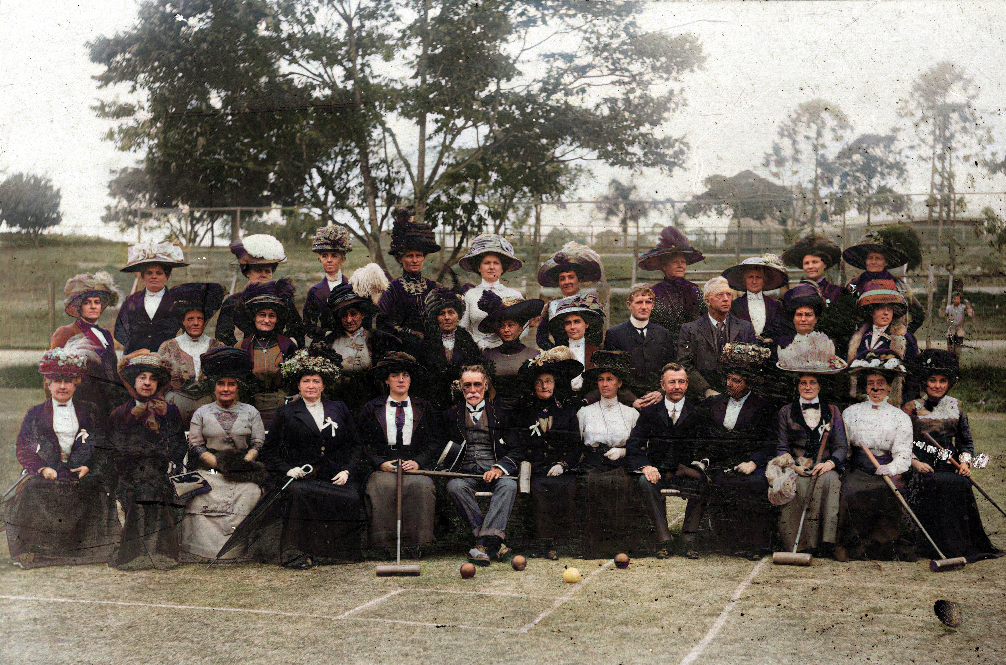 blog Group photograph of Queensland croquet players Musgrave Park South Brisbane 1911-Colorized (1)