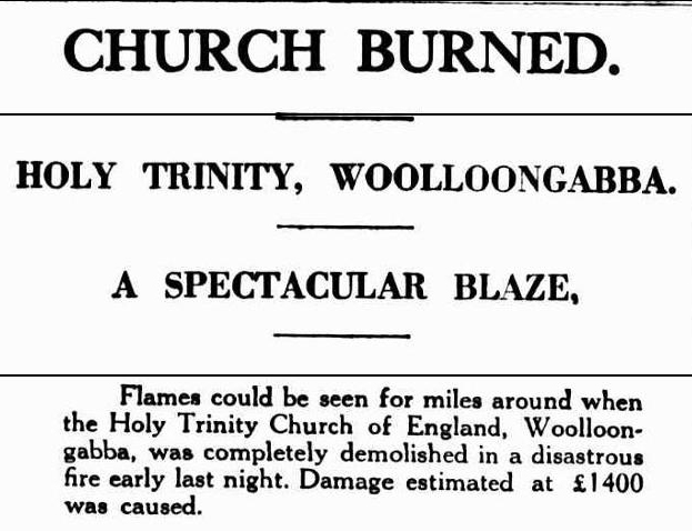 Brisbane Courier 12 Dec 1929 holy trinity fire