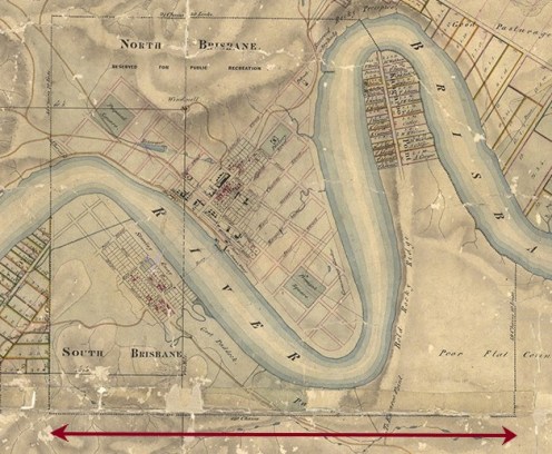 henry wade 1844 map brisbane extract annotated