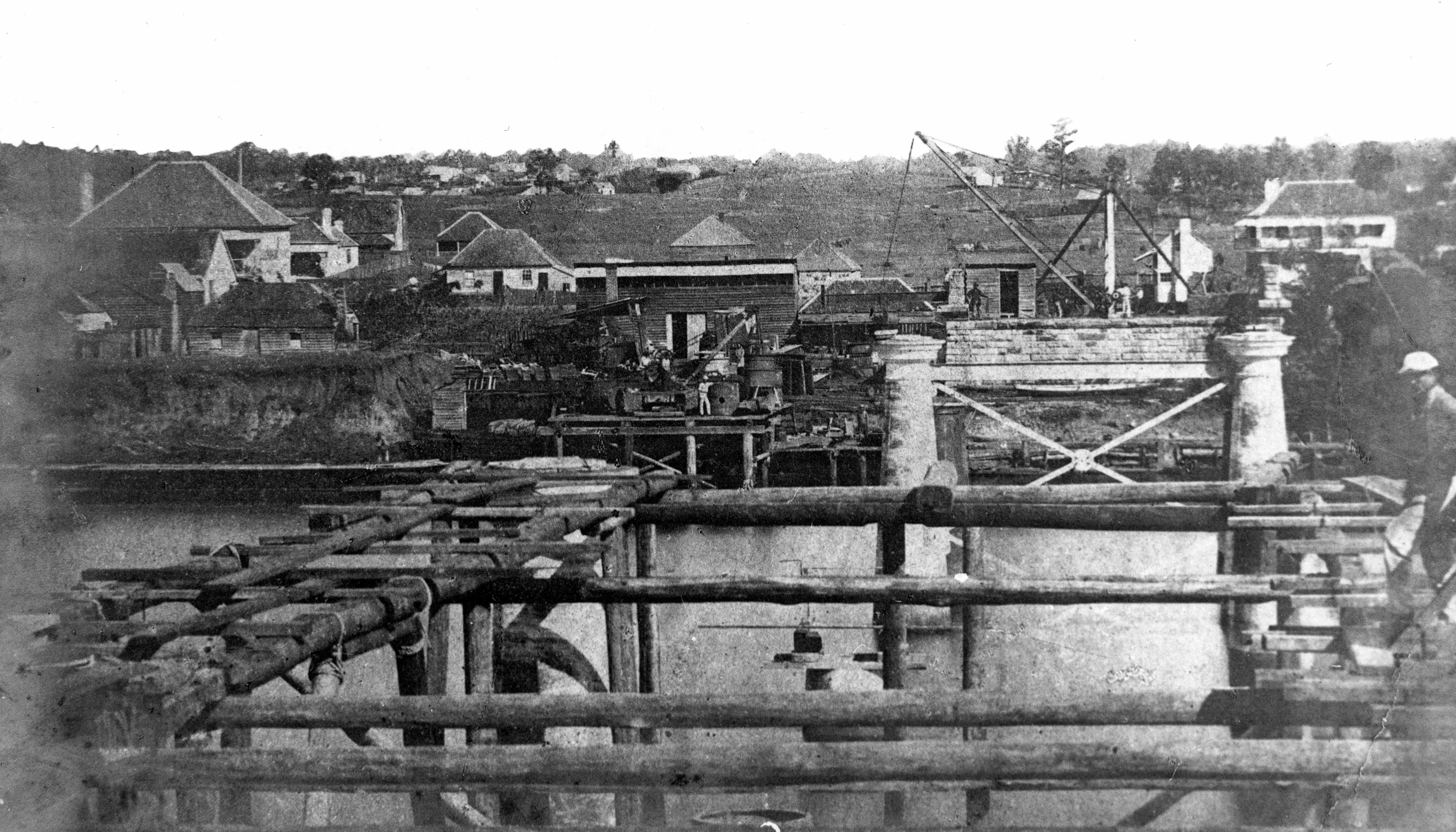 brisbane bridge construction ca 1873 slq