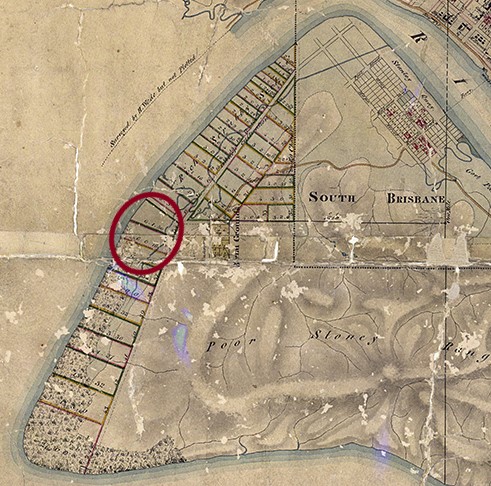 henry wade 1844 map south brisbane