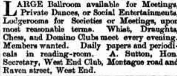 tele 13 august 1892 wesrt end club