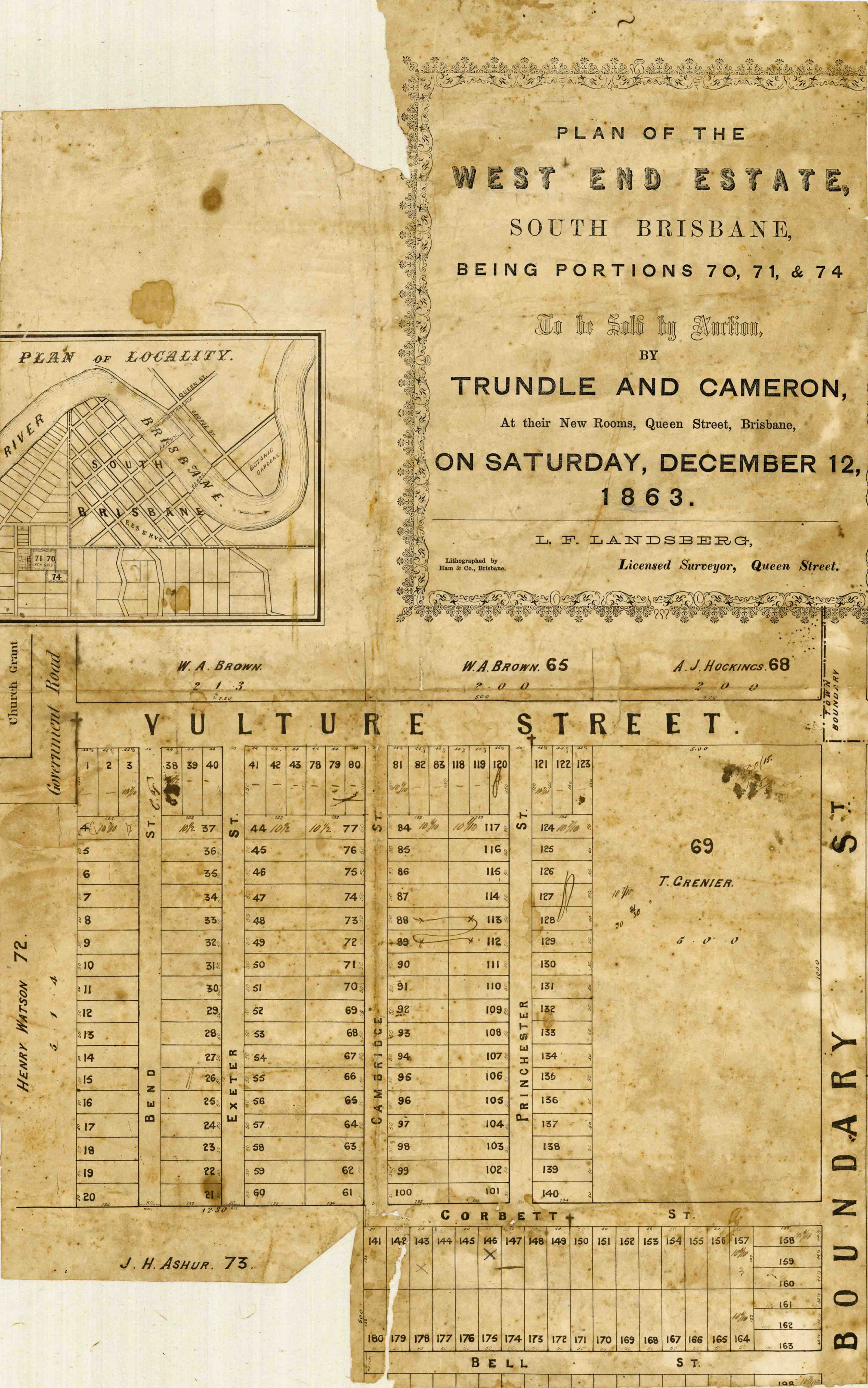west end estate 1863