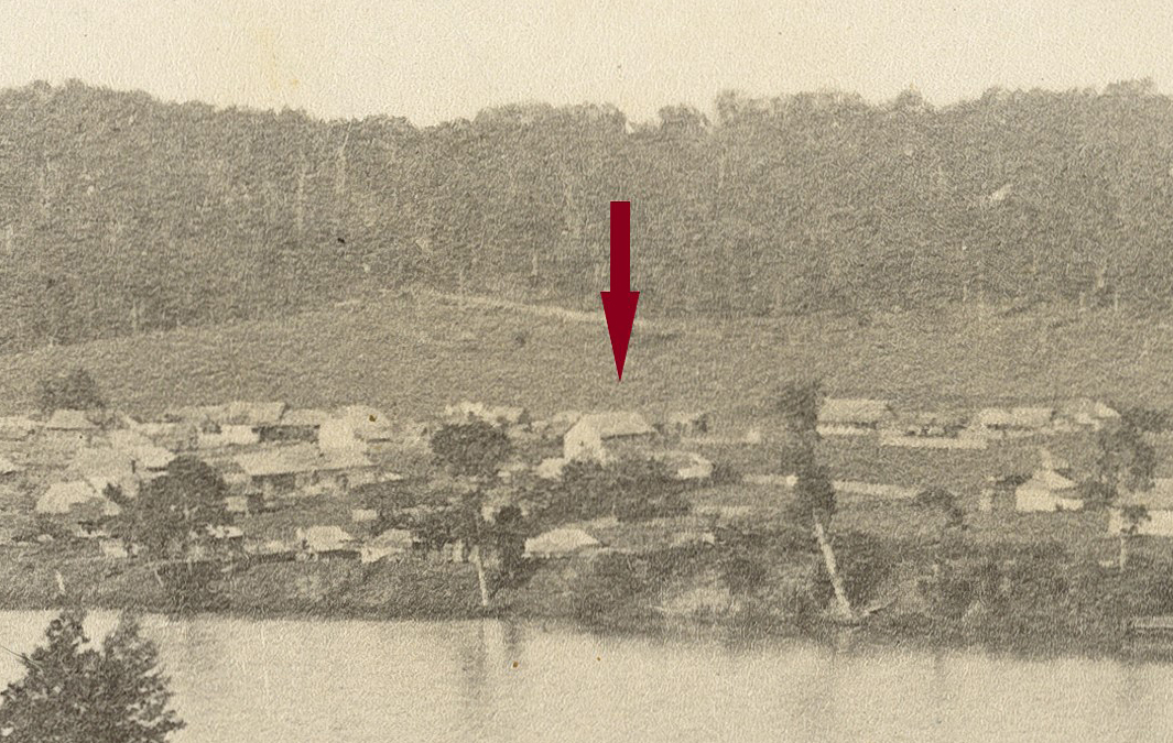 south brisbane panorama 1862 presbyterian church arrow